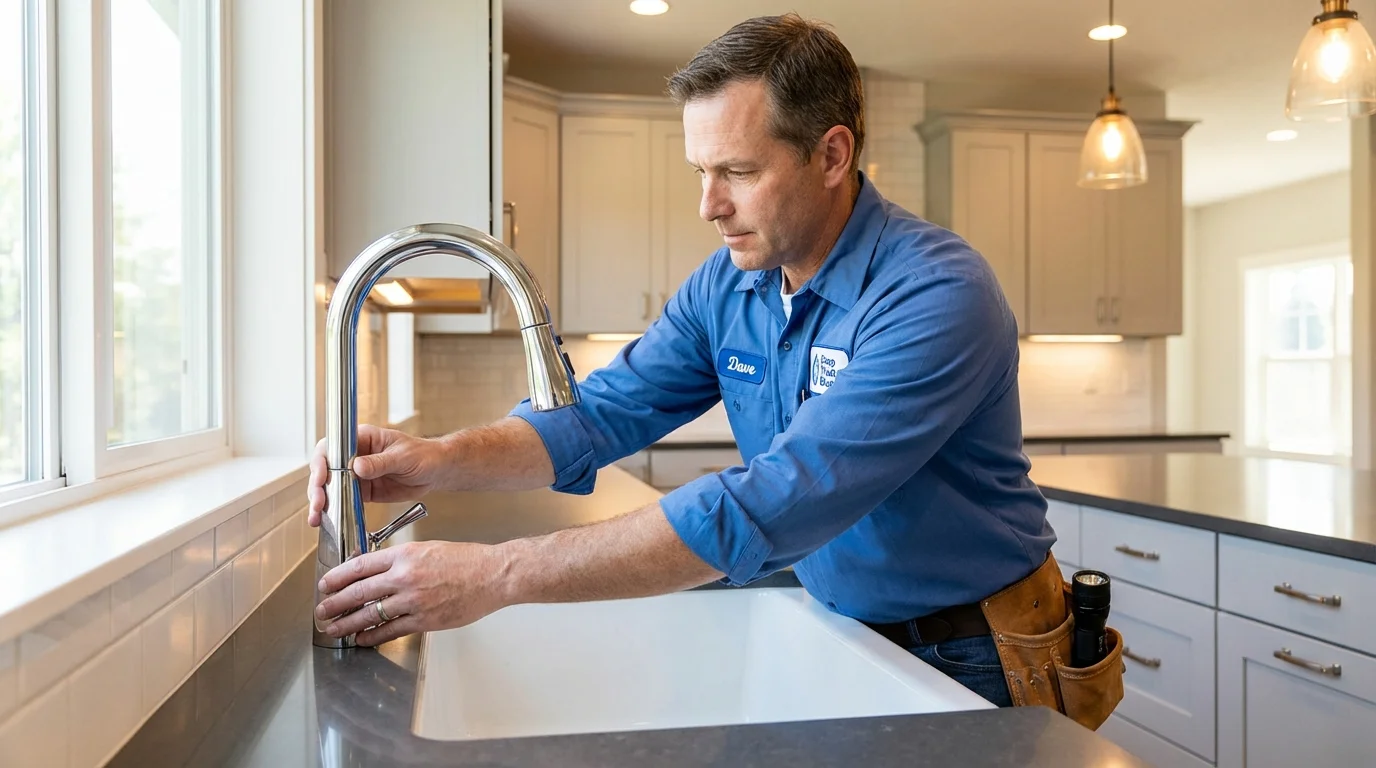 Kitchen faucet installation by Johns Plumbing LLC in Evansville
