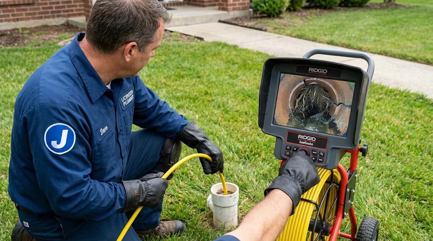 Sewer camera inspection being performed by Johns Plumbing LLC in Evansville